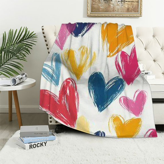 SHERONV Colorful Heart Blanket - Soft Throw with Artistic Heart Design - Perfect for Women,Kids, Teens -Valentine's Day, Christmas, Birthday Gifts 40x50in