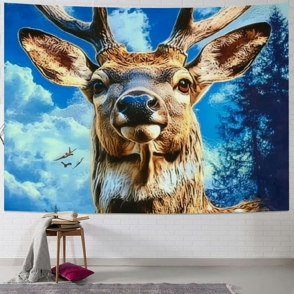 SHERONV Deer Tapestry Wall Hanging, Unique Graphic Style Art for Home Decor in Living Room Bedroom, Farmhouse Dorm, Apartment - 4 Sizes Available 40x30inch