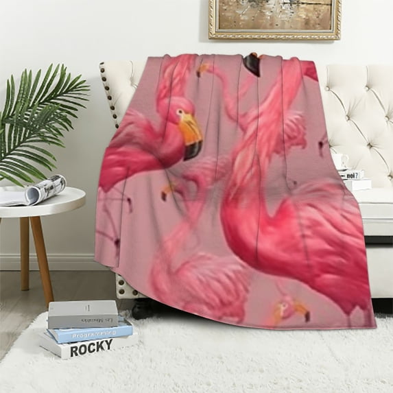 SHERONV Flamingo Crown Pink Warm Lightweight Blanket Soft Fleece Blankets Throw Blanket Living Rooms Sofa Decor Cow Gifts Blanket All Seasons Long-lasting Blanket 40x50in