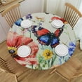 thumbnail image 1 of SHERONV Flowers Butterflies Round Tablecloth Stain-Resistant Washable 46"-50, 1 of 8