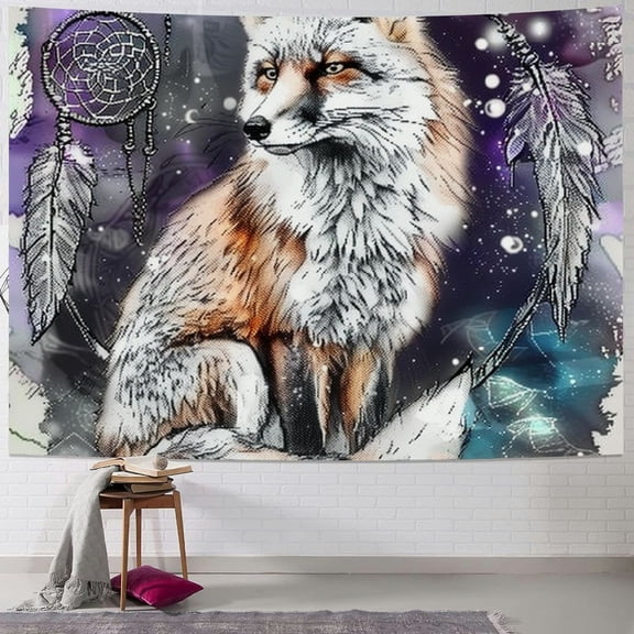SHERONV Fox Dream Catcher Tapestry Wall Hanging Unique Style Home Wall Decor Art Living Room Bedroom Apartment Farmhouse Dorm 60x50inch