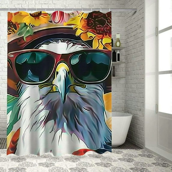 SHERONV Hat Sunglasses Theme Bathroom Shower Curtain Set with Hook Washable Shower Curtain - High quality waterproof fabric, bright HD print, easy to install