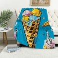 thumbnail image 1 of SHERONV Ice Cream Waffles Theme Warm Lightweight Soft Fleece Blanket for All Seasons, Throw Blanket for Living Rooms Sofa Decor Cow Gifts, Super Soft Blanket for All Seasons 40x50in, 1 of 6