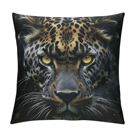 SHERONV Leopard Graphic Decorative Throw Pillow Cover for Home Couch Living Room Bed Sofa - Short Plush Material - 1PC 24x24in