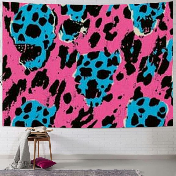 SHERONV Leopard Print Skulls Tapestry Wall Hanging Unique Style Graphic Tapestries Home Wall Decor Art for Living Room Bedroom Apartment Farmhouse Dorm 60x50inch