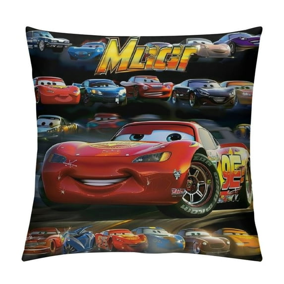 SHERONV Lightning McQueen Graphic Decorative Throw Pillow Cover for Home Couch Living Room Bed Sofa Square Pillow Covers 1PC 24x24in