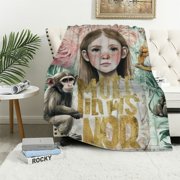 SHERONV Monkey Gifts for Women, Funny Monkey Blanket, Just a Girl Who Loves Monkeys, Flannel Plush Throw Blanket, Perfect for Birthday/Christmas 50x60in