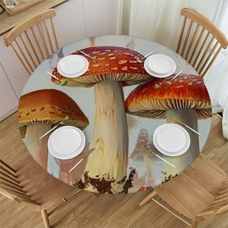 SHERONV Mushrooms Colors Round Tablecloth 100 Polyester Waterproof