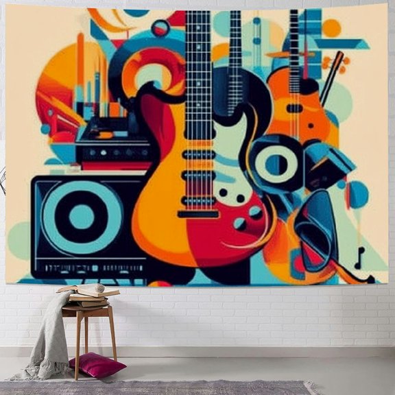 SHERONV Musical Instruments Tapestry Wall Hanging Unique Style for Living Room Bedroom Dorm Decor - Aesthetic Graphic Tapestries Home Wall Art 40x60inch