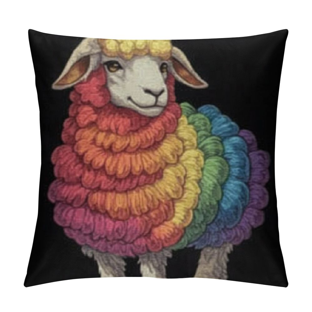 Goat Wool Throw Pillow - Soft Decorative Hugging Pillow, 45x50cm, Brown Cozy Backrest For Bedroom & Living Room