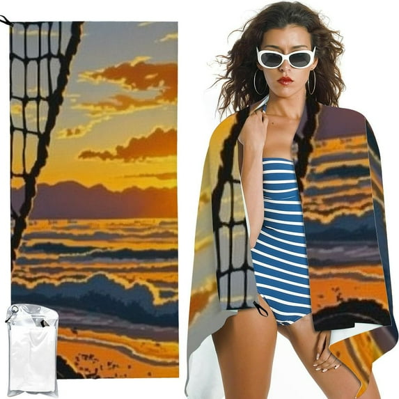 SHERONV Quick Dry Bath Towel 27.5x55in Beach Sunset Vibrant Colors 27.5x55in