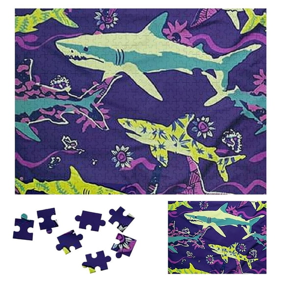 SHERONV Sharks Wooden Jigsaw Puzzle Challenging Difficult Wood Puzzles for Adults - Gift for Family Friends - Eco-Friendly Material - Home Decor Art Piece 500 PCS