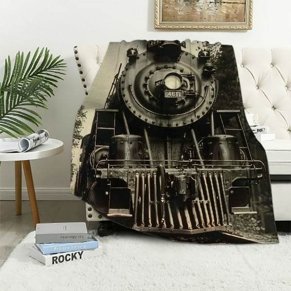 SHERONV Train Engine Tracks Woods Warm Lightweight Blanket Soft Fleece Blanket Throw for All Seasons Living Rooms Sofa Decor Cow Gifts 40x50in