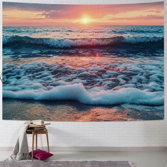 SHERONV Tropical Ocean Tapestry Wall Hanging Palms Island Summer Beach Foamy Sea Water Tapestries Home Decor for Living Room Bedroom Apartment Farmhouse Dorm  40x30inch