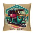 thumbnail image 1 of SHERONV Vintage Auto Rickshaw Graphic Decorative Throw Pillow Cover for Home - Cushion Pillow Case for Couch Living Room Bed Sofa - Invisible Zipper Design - Short Plush Material - Pack of 1 12x12in, 1 of 5
