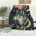 thumbnail image 1 of SHERONV Wolf Heads Stars Crescent Moon Warm Lightweight Soft Fleece Blanket Throw Blanket All Seasons Sofa Decor Cow Gifts Blanket for Living Rooms 3 Sizes 40x50in, 1 of 6