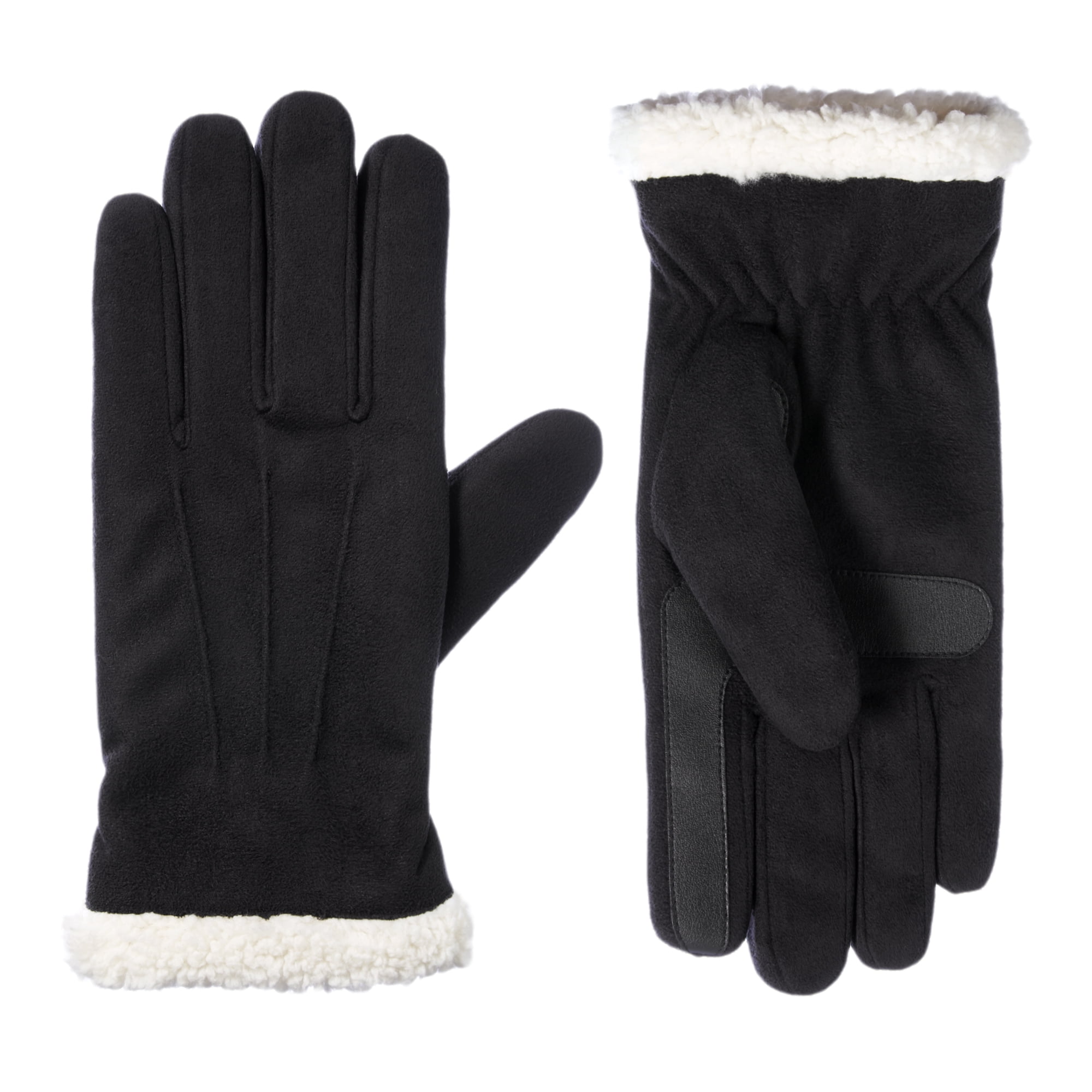 Isotoner Women's Microfiber Winter Glove with Sherpa Cuff, L/XL, Black