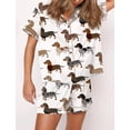 thumbnail image 1 of Longhaired Dachshund Silky Pajamas for Women Short Sleeve Matching Pajama Set 2 Pieces Nightwear with Side Pockets White S, 1 of 4