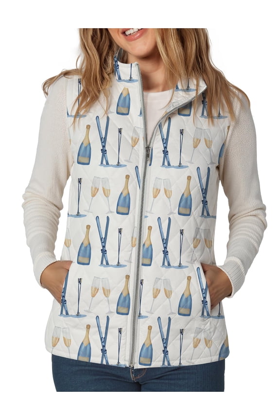 Women's Autumn/Winter Vest Coat Quilted Down Jacket Sleeveless Foldable Vest Wine Glass