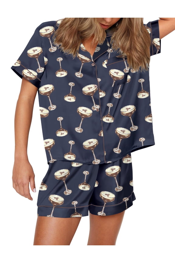 Womens Pajamas Set Comfy Satin Button Down Notch Collar 2 Piece Pj Sets Pajamas for Women Set