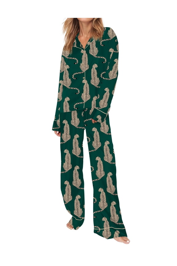 Womens Pjs Sets Women Button Down 2 Piece Pjs Long Sleeve Sleepwear Loungewear Pajamas Set for Women