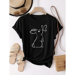 SHESIINN Easter Bunny Print Short Sleeve T-Shirt 5012