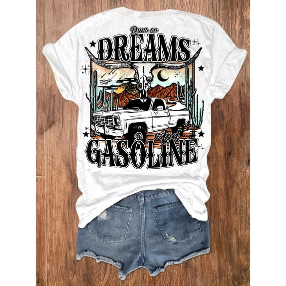 SHESIINN Graphic Print T-shirt, Short Sleeve Crew Neck Casual Top for Summer & Spring, Women's Clothing