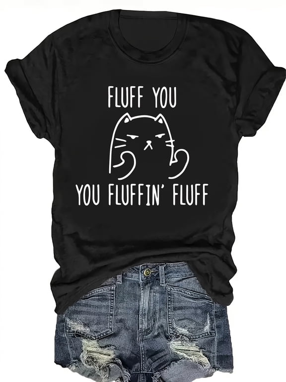 Letter Print T-shirt, Short Sleeve Crew Neck Casual Top, Women's Clothing