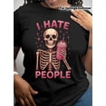 thumbnail image 1 of SHESIINN Pink Skull-Themed Pattern Printed Round Neck Women’s Short Sleeve Casual T-Shirt for Spring Summer, 1 of 9
