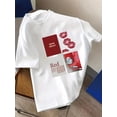 thumbnail image 1 of SHESIINN Women’s Romantic Collage Print Short Sleeve Round Neck T-Shirt, Striking Red Lips Cars Letters Design for Spring Summer Casual Fashion, 1 of 3