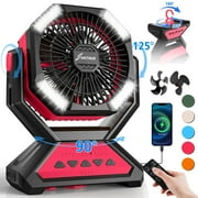 SHETINAR 20000mAh Camping Fan Battery Powered Fan 4-Speed Tabletop Fan with Charging, Hooks, Timer, Portable Fan for Office,Bedroom,Outdoor,Power Outage,Hurricane,Travel.Red
