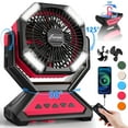 thumbnail image 1 of SHETINAR 20000mAh Rechargeable Fan Battery Powered Fan 4-Speed Tabletop Fan with Charging, Hooks, Timer, Portable Fan for Office,Bedroom,Outdoor,Power Outage,Hurricane,Travel.Red, 1 of 10