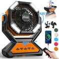 thumbnail image 1 of SHETINAR 20000mAh Camping Fan Battery Powered Fan 4-Speed Tabletop Fan with Charging, Hooks, Timer, Portable Fan for Office,Bedroom,Outdoor,Power Outage,Hurricane,Travel.Orange, 1 of 12