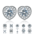 thumbnail image 1 of SHETINAR Moissanite 1ct Heart earrings with Single diamond, S925 sterling silver plated with PT950, suitable for both men and women, with a gift box, a good gift., 1 of 8