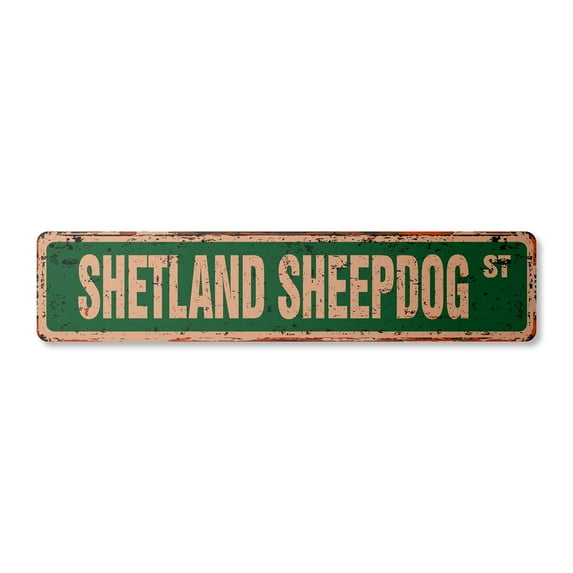 SHETLAND SHEEPDOG Vintage Plastic Street Sign dog puppy breeder yard beware | Indoor/Outdoor | 18" Wide