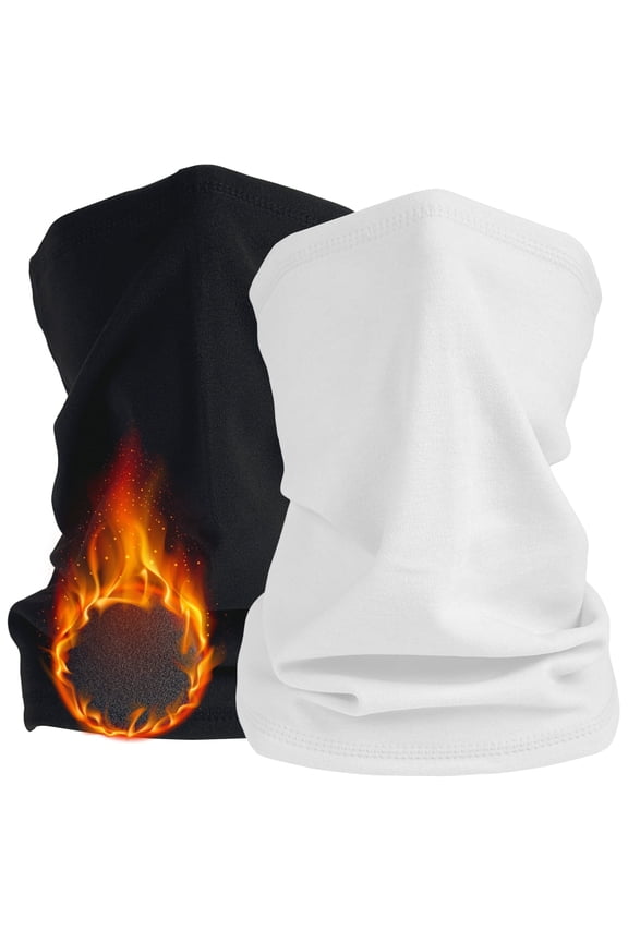 2 Pack Winter Fleece Neck Gaiter Warmer Windproof Face Mask Cover Cold Weather scarf For Men Women Hiking Ski