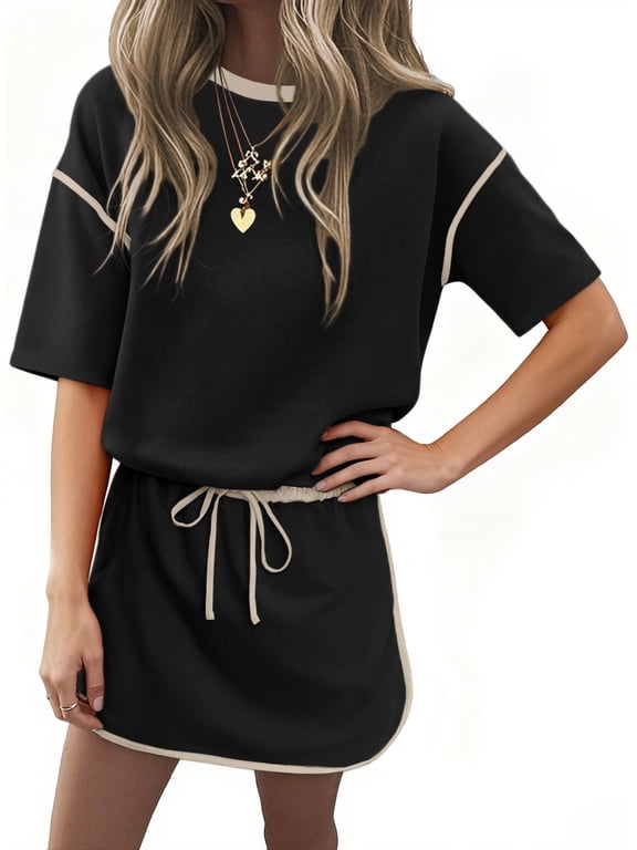 Womens Matching Sets Outfits for Women 2 Piece Sets Skirt Sets Summer Short Sleeve Top Travel Outfits Casual Lounge Sets