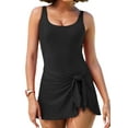thumbnail image 1 of SHEWIN One Piece Swimsuit for Women Tummy Control Swim Dresses Skirt Tie Knot Swimdress Bathing Suit Black, 1 of 9