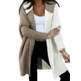thumbnail image 1 of SHEWIN Oversized Cardigans for Women Hooded Sweaters Long Sleeve Color Block Open Front Knit Outerwear Coat Plus Siz, 1 of 11
