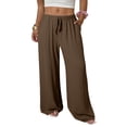 thumbnail image 1 of SHEWIN Womens Plus Size Pants Wide Leg Pants Palazzo Drawstring Elastic Waist Lounge Pants Spring Summer Lightweight with Pockets Brown 5X, 1 of 11