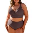 thumbnail image 1 of SHEWIN Plus Size Bathing Suit for Women Bikini Swimsuits High Waisted Bikini Sets Tummy Control Summer Beach Swim Suits Brown 5X, 1 of 9