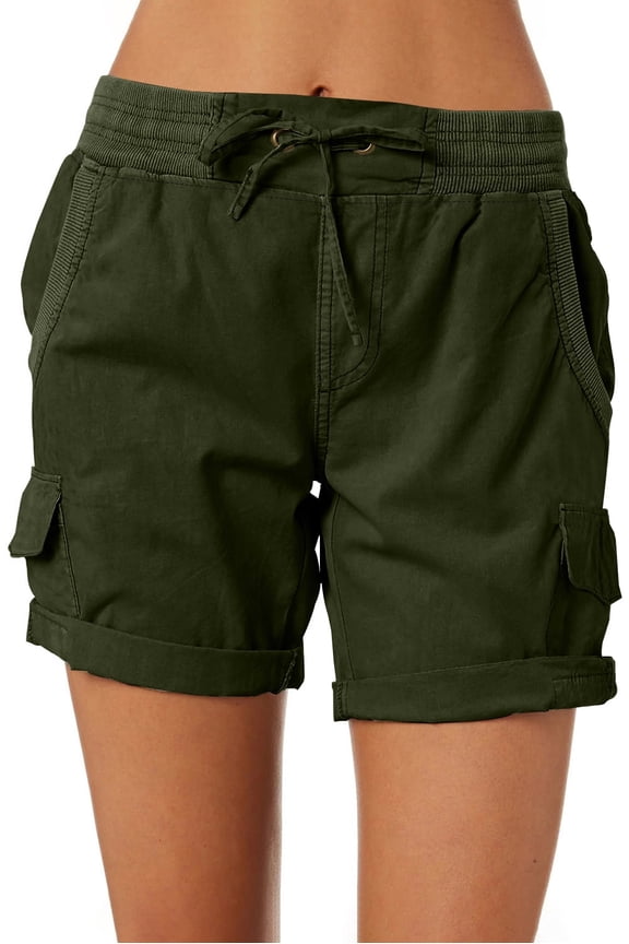 Plus Size Shorts for Women Elastic Waist Summer Shorts Beachwear Baggy Cotton Linen Drawstring Cargo Short Pants S-2XL