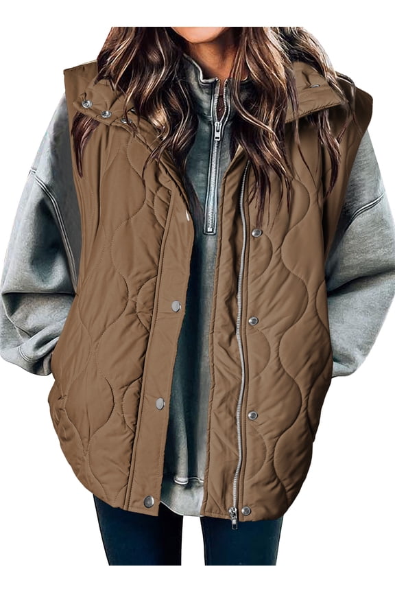 Puffer Vest for Women Lightweight Cropped Quilted Coat Button Zip Up Sleeveless Jackets Fall Spring Stand Collar Outerwear with Pockets
