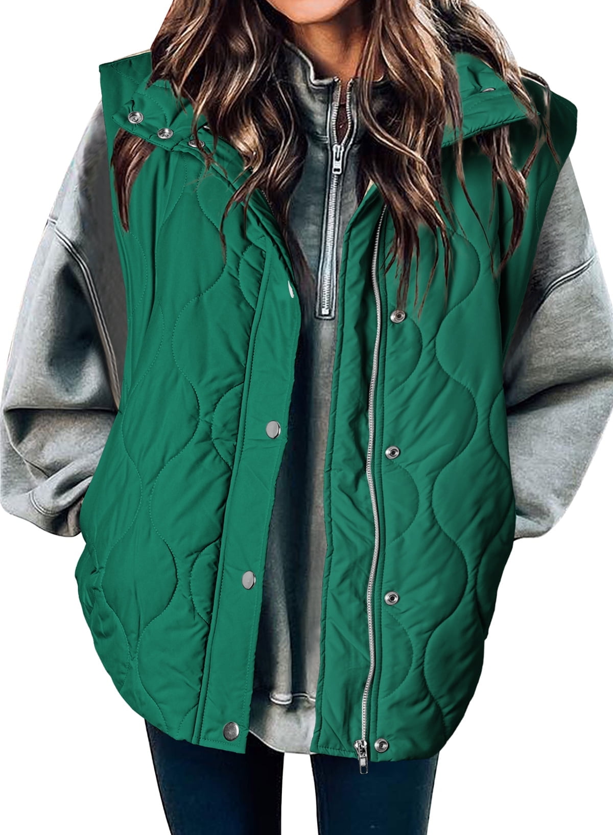 Women’s Puffer Vest – Quilted Insulation – Cropped Fit – High Collar – Adjustable Hem main image 0