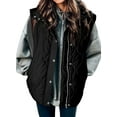 thumbnail image 1 of SHEWIN Womens Puffer Vest Jackets Lightweight Cropped Button Zip Up Quilted Coat Sleeveless Fall Winter Stand Collar Outerwear with Pockets Black, 1 of 9