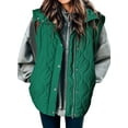 thumbnail image 1 of SHEWIN Puffer Vest for Women Lightweight Cropped Quilted Coat Button Zip Up Sleeveless Jackets Fall Spring Stand Collar Outerwear with Pockets Green, 1 of 10