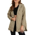 thumbnail image 1 of SHEWIN Lightweight Puffer Jackets for Women Hooded Quilted Jacket Fall Spring Long Coat Casual Business Button Down Outerwear, 1 of 9