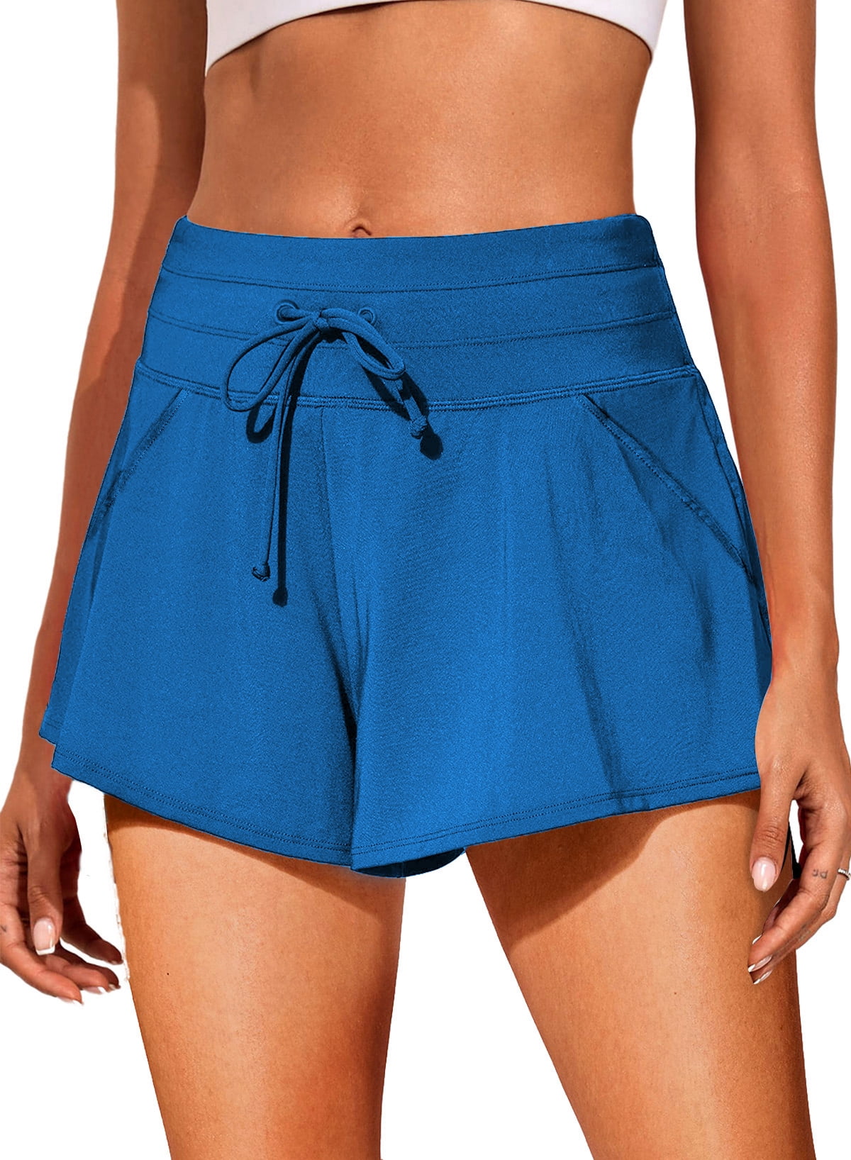 SHEWIN Swim Shorts for Women Waistband Tankini Bottoms Swimming Bathing Suits Boyshorts Swim