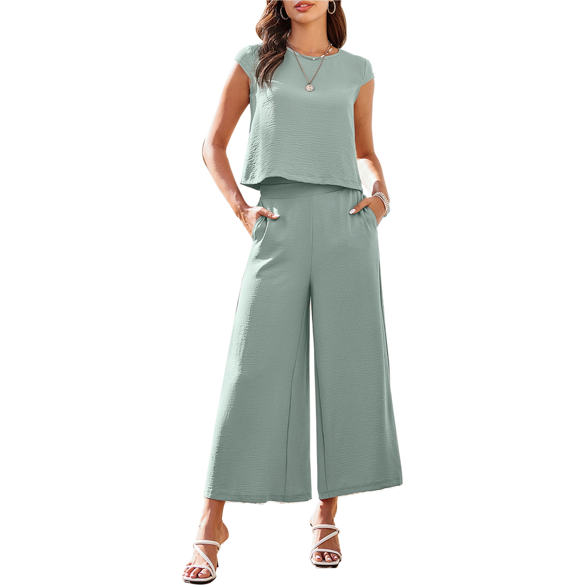 ✨Chic Women's 2-Piece Outfit – Comfy Top & Matching Pants
