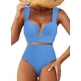 thumbnail image 1 of SHEWIN Women's 2 Pieces Bikini Swimsuit, High Waist Cut-Out Spaghetti Straps, Set (Women's), 1 of 10